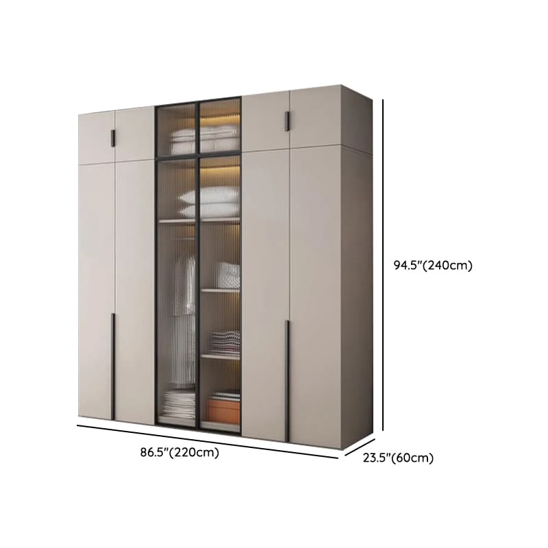 Light Gray Trendy Detached Armoire Cabinet with Soft Close Door, Interior Shelves, and Hanging Rod thumbnail 30