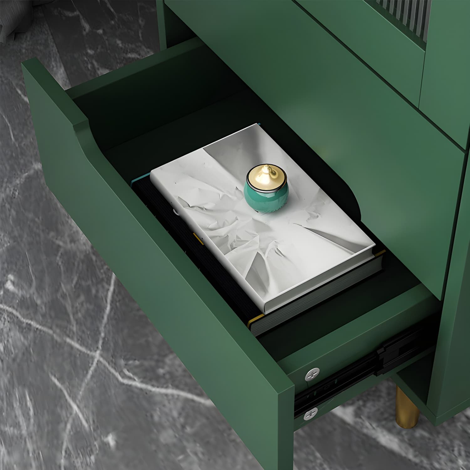 Modern Wooden Accent Cabinet with 2 Drawers and Glass Door Cabinet thumbnail 10