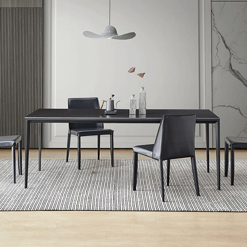 Elegant Industrial Style Dining Set in Black - 7 Piece with Metal Material thumbnail 4
