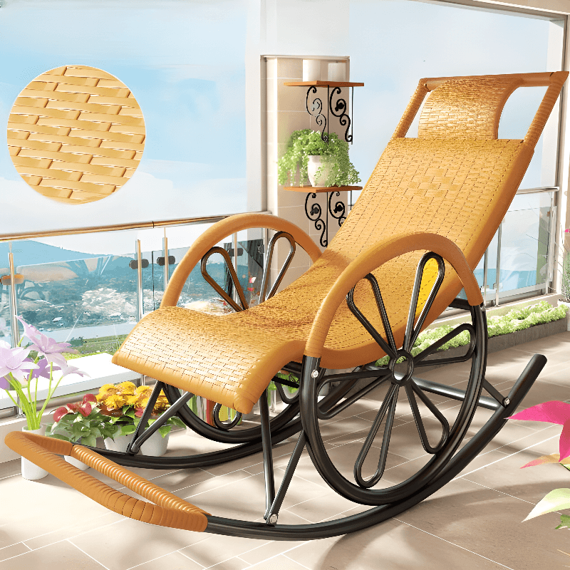 Simple Scratch-tolerant Cane Porch Rocker with Round Arm thumbnail 11