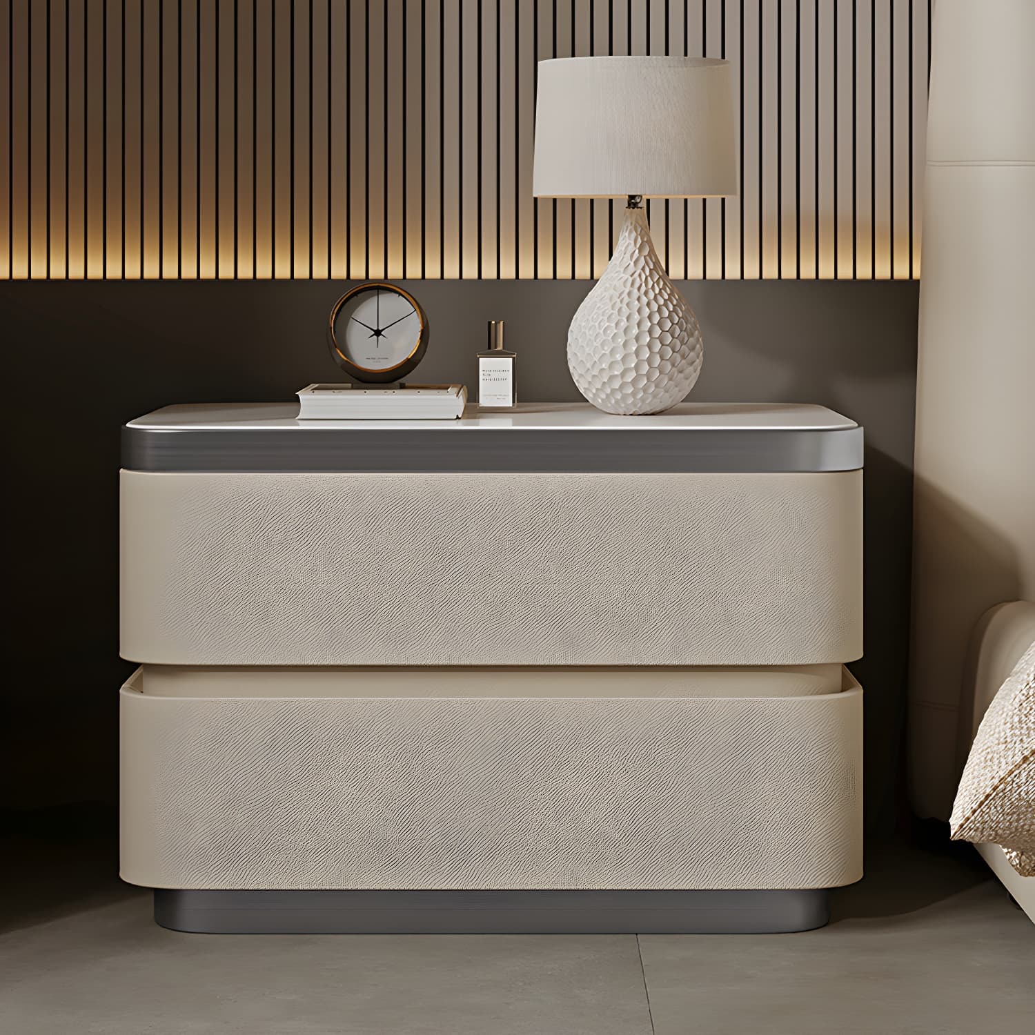 Scandinavian Bedside Cabinet Made of Solid Wood with Two Drawers for Bedroom thumbnail 11