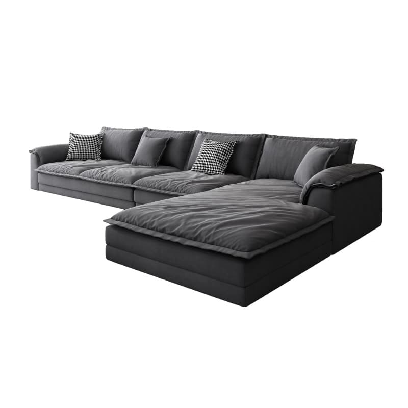 47" Deep Frosted Velvet Wood Gray Non-resistance Sectional Sofa - image 5