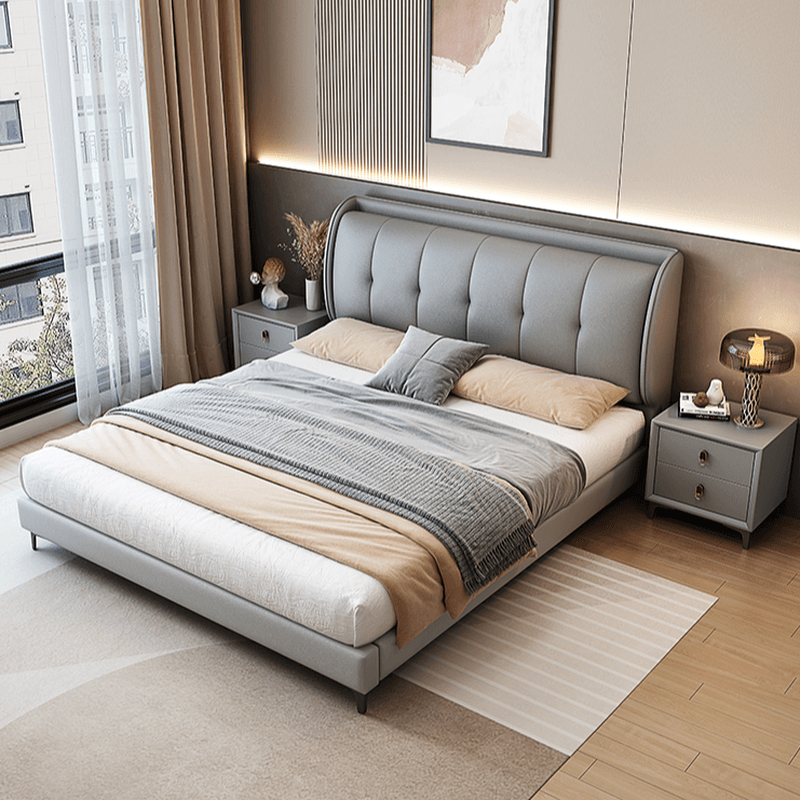 Modish Timber Panel Headboard with No Distressing, Arched/Rectangle/Camelback Shape for Full/King/Queen Bed, Featuring Sponge Upholstery Fill and Standard Height thumbnail 8