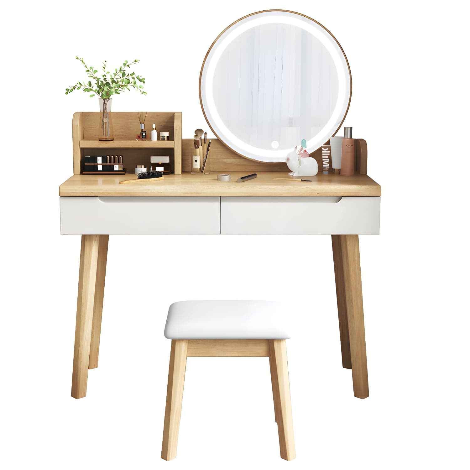 Light Wood/Bleached Wood/Gray Wood Sleeping Room 2 Drawers Lighting System with Tabletop Storage thumbnail 3