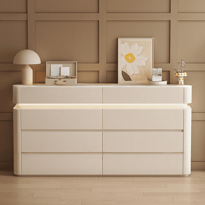 Simplistic Hardwood Double Dresser with 8 Horizontal Drawers and LED Lights thumbnail 3