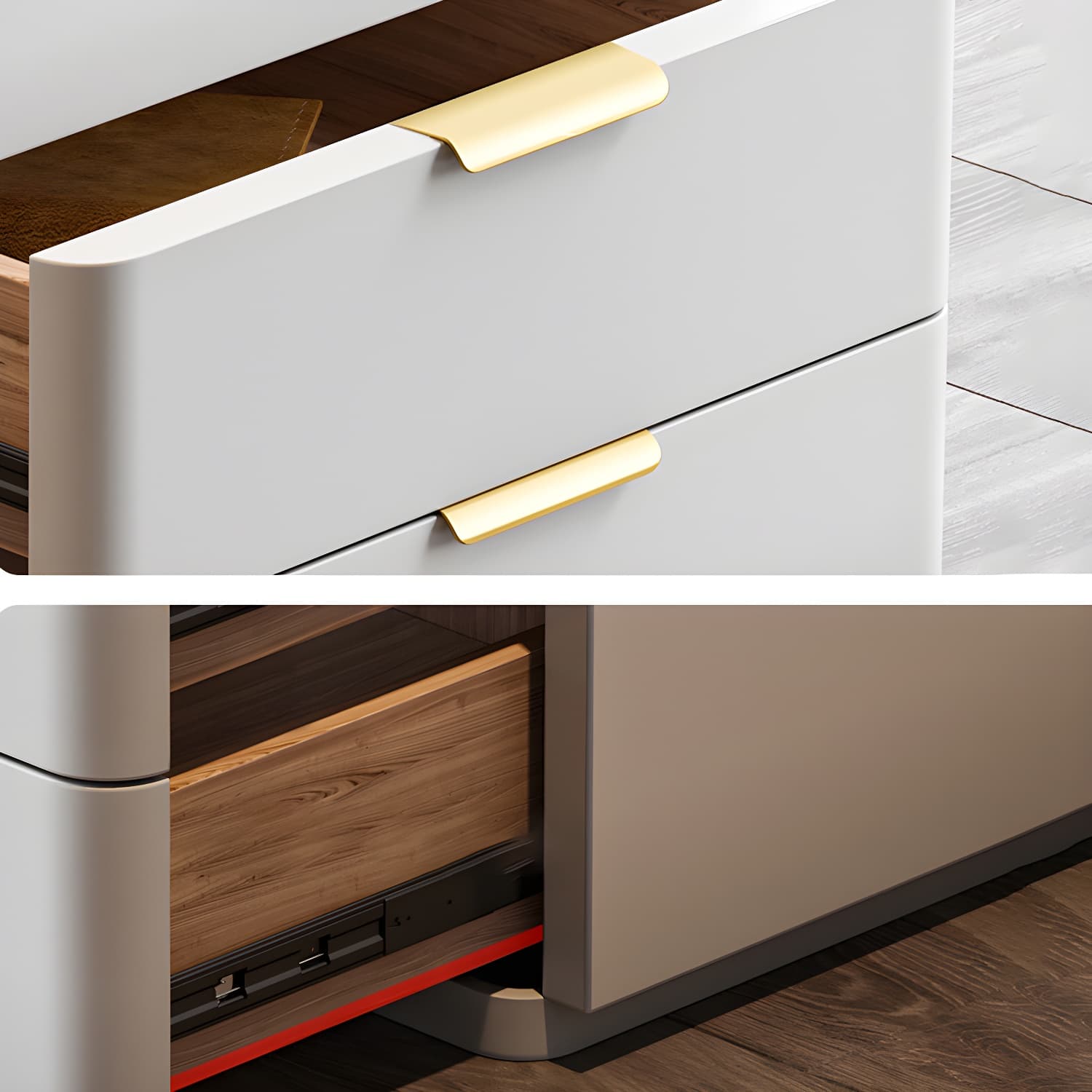 Contemporary Accent Table Nightstand Leather Nightstand with 3 Drawers thumbnail 16