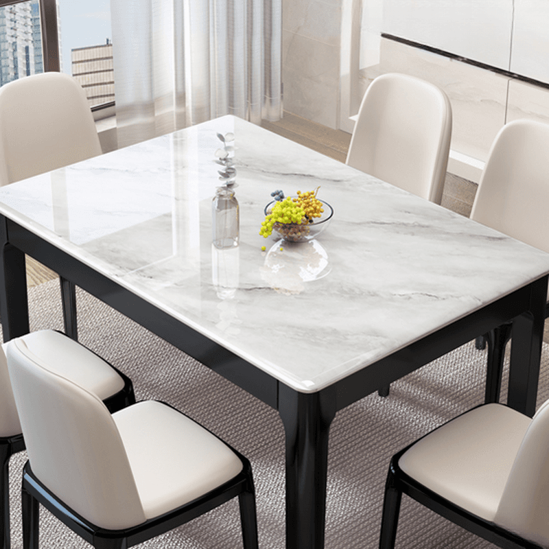 Trendy Slate Dining Table Set with Four Legs, Padded Chair, Back, Chalk Color thumbnail 1