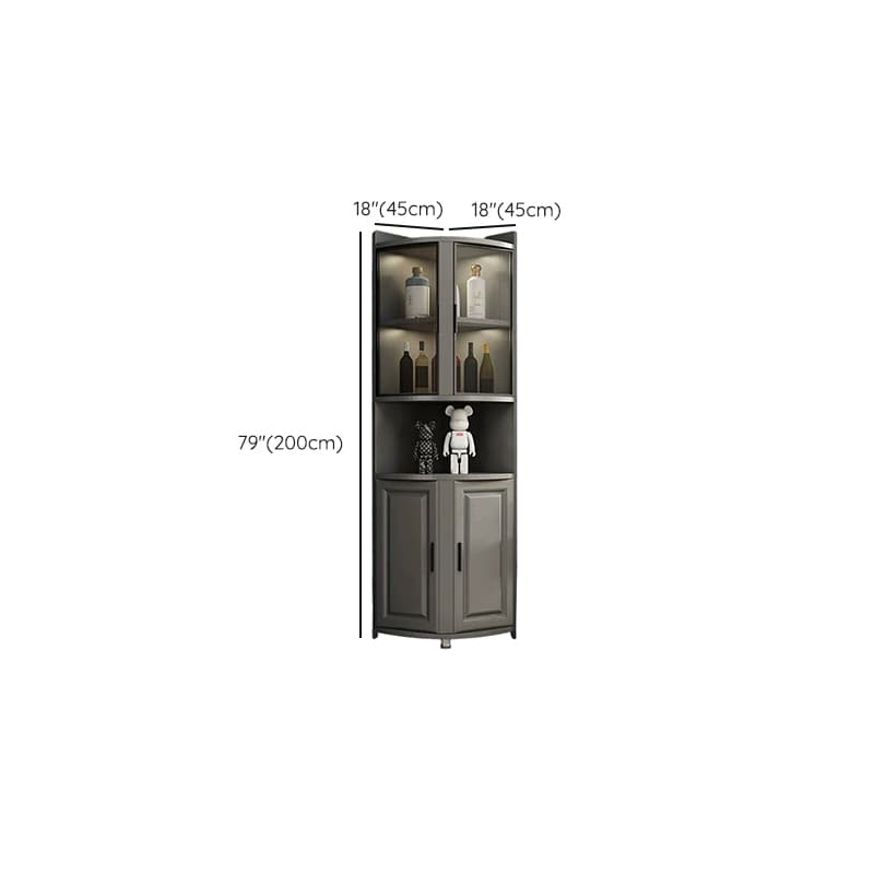 Modern Grey Corner Accent Cabinet with Gold Metal Base and Glass Doors thumbnail 8