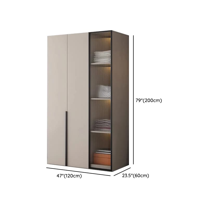 Light Gray Trendy Detached Armoire Cabinet with Soft Close Door, Interior Shelves, and Hanging Rod thumbnail 12
