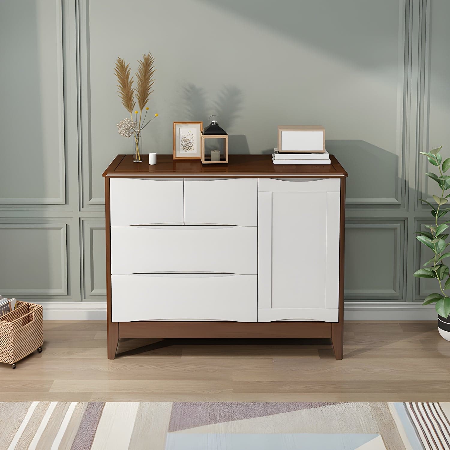 29.5"Tall 4 - Drawer Accent Cabinet, Wooden Rectangle Cabinet thumbnail 4