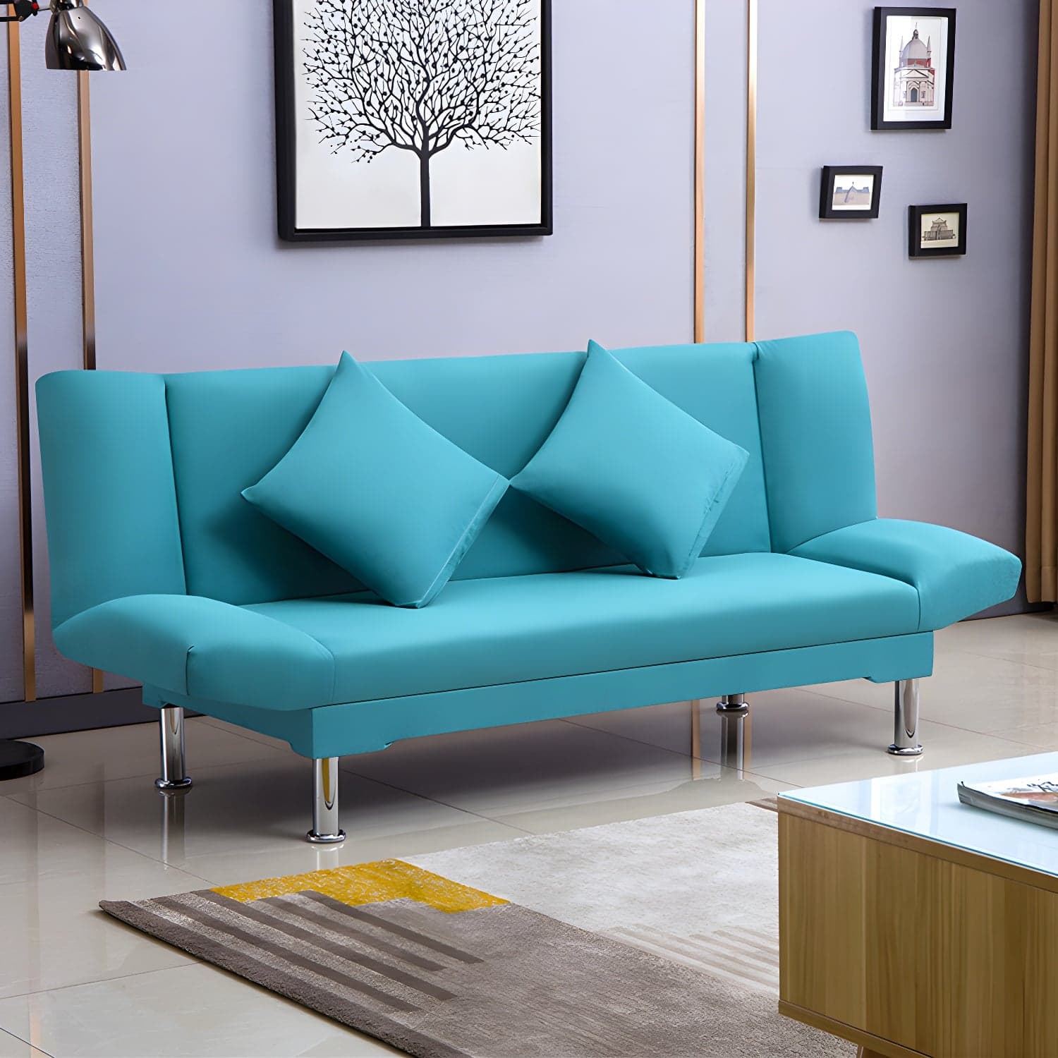 Silver Transitional Modern Tight Back Sofa Bed 29.53"High Armless Sofa Bed thumbnail 22
