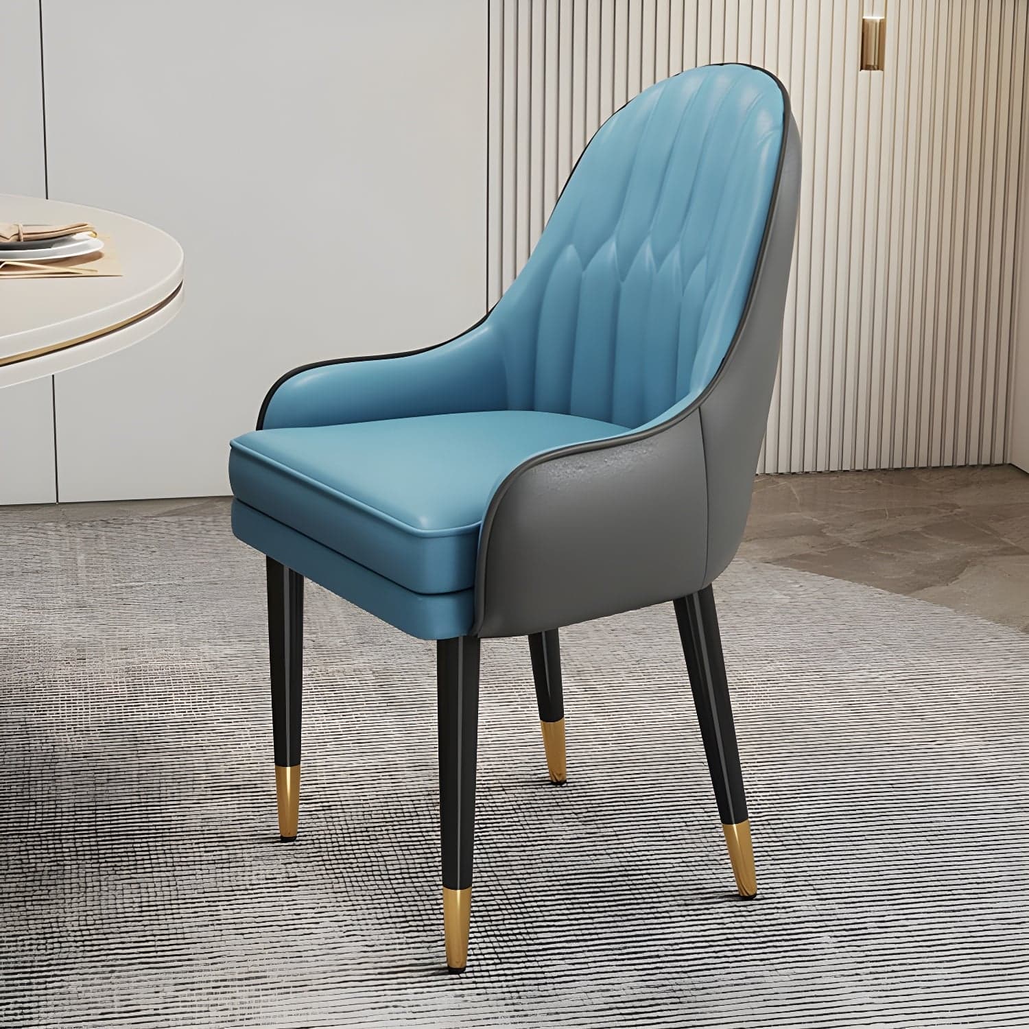 Glam Arm Chair with Upholstered Faux Leather, Solid Back, and Metal Legs thumbnail 9