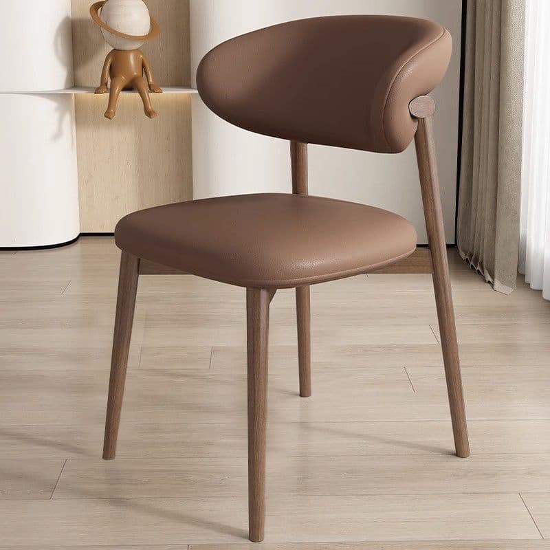 Modern Padded Armless Chair with Lumber Legs and Low Back thumbnail 2