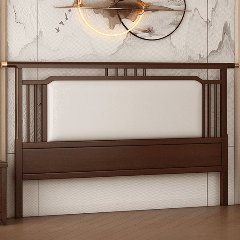 Modish No Distressing Timber Panel Headboard with Rectangle/Stepped Shape for Queen/King/Full Bed, Featuring Sponge Upholstery and Standard Height thumbnail 4