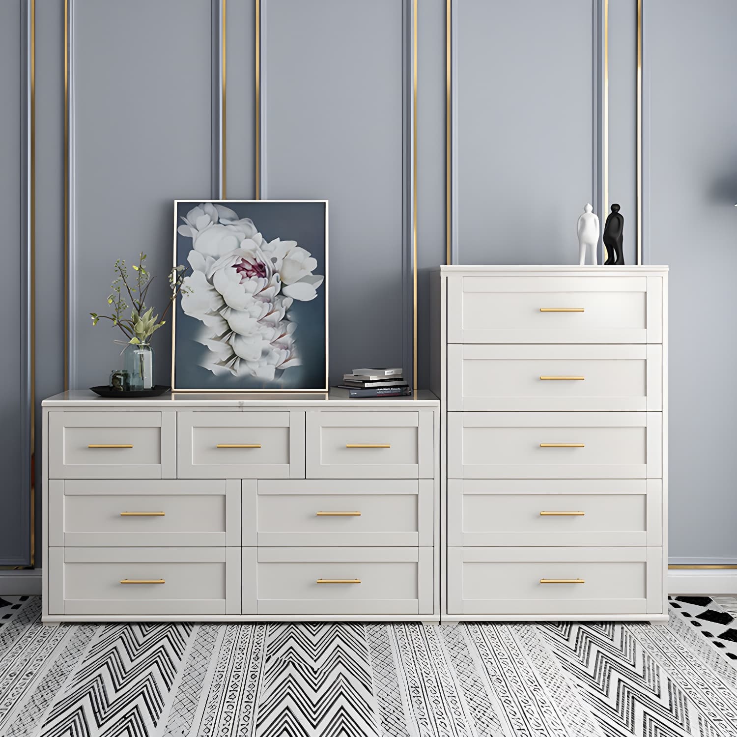 17.55-inch Width Solid Wood Storage Chest Classic Glam Storage Chest Dresser