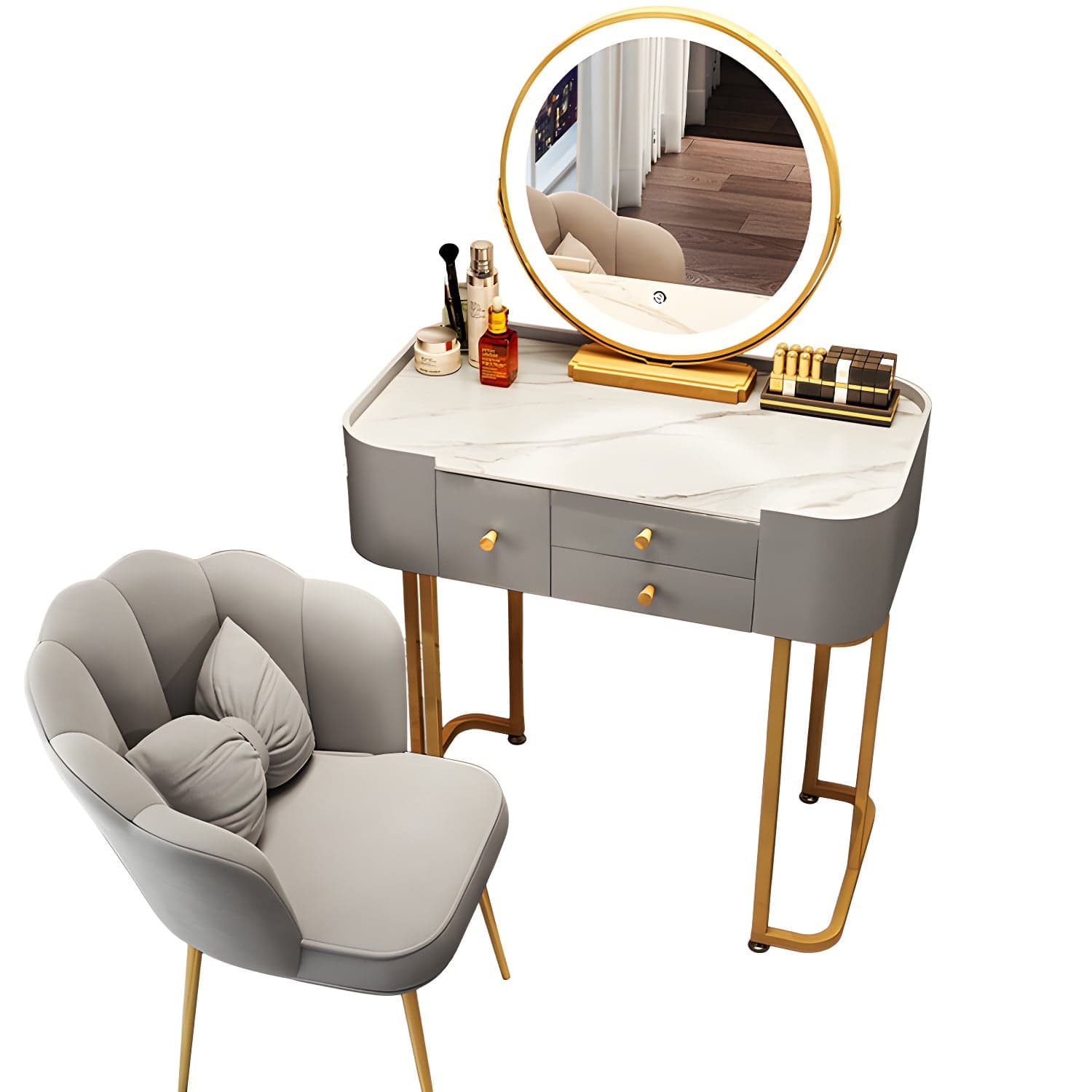 Glam Glass Vanity Dressing Table Bedroom Make-up Vanity with Drawer thumbnail 15
