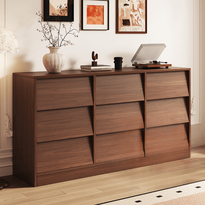 Cocoa Casual Natural Wood Console Dresser/Bachelor Chest with 9/6/3 Drawers in Horizontal/Vertical Orientation
