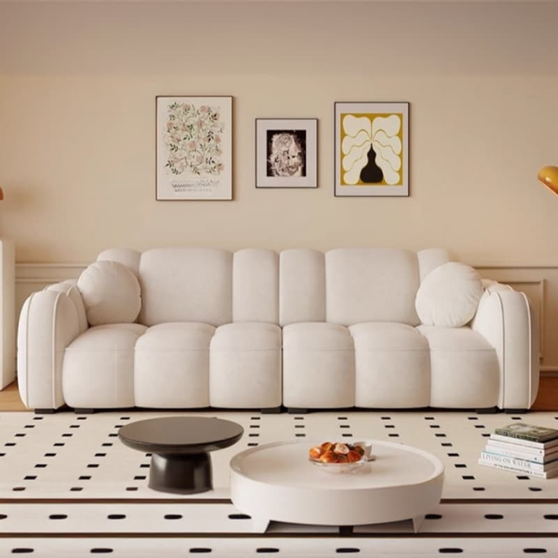 Minimalist Solid Color Standard Sofa Stain Resistant/Water Resistant Dove Grey/Auburn/Amber Color with 2 Pillows & Arm for 4-seater/Seats 3 thumbnail 12