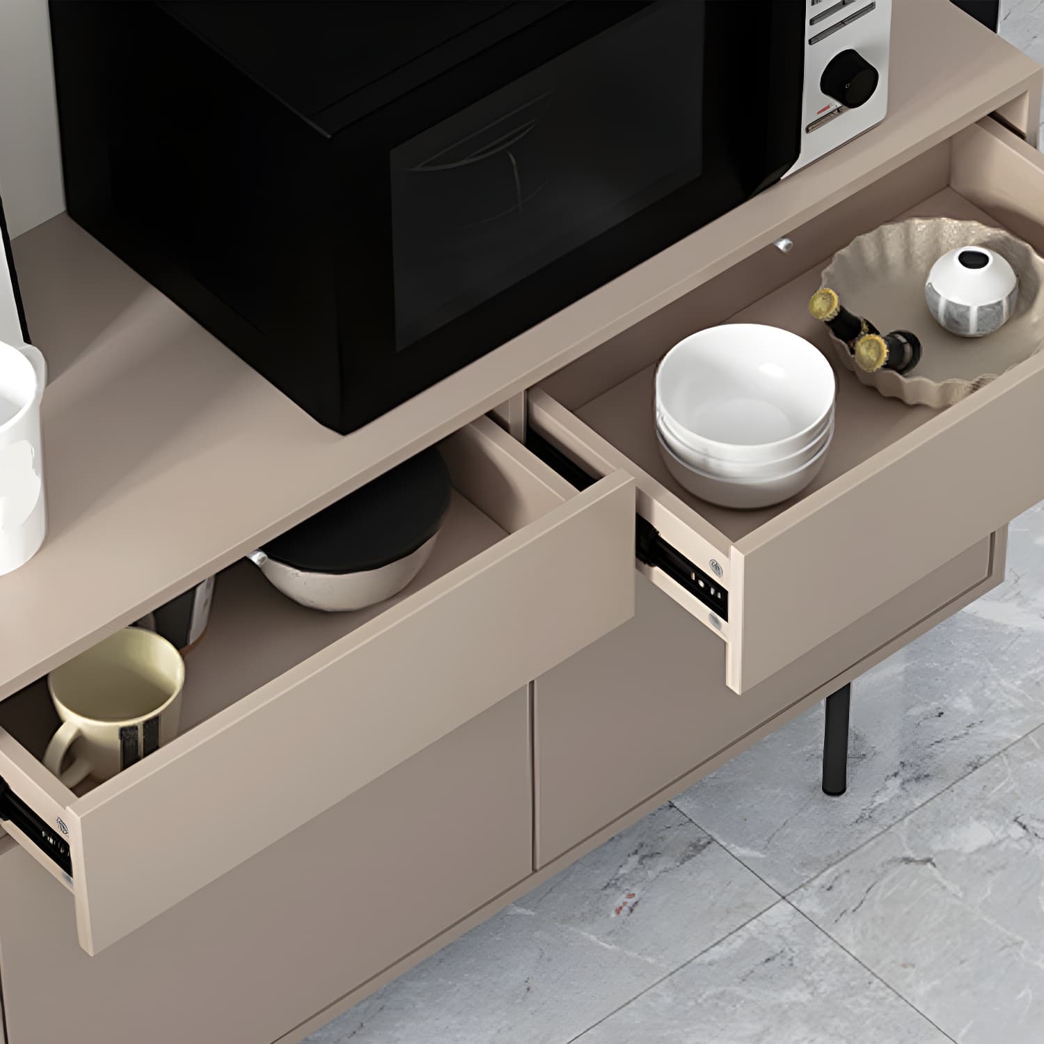 Wooden Rectangle Sideboard Modern Home Sideboard Cabinet with Drawers and Door - image 12