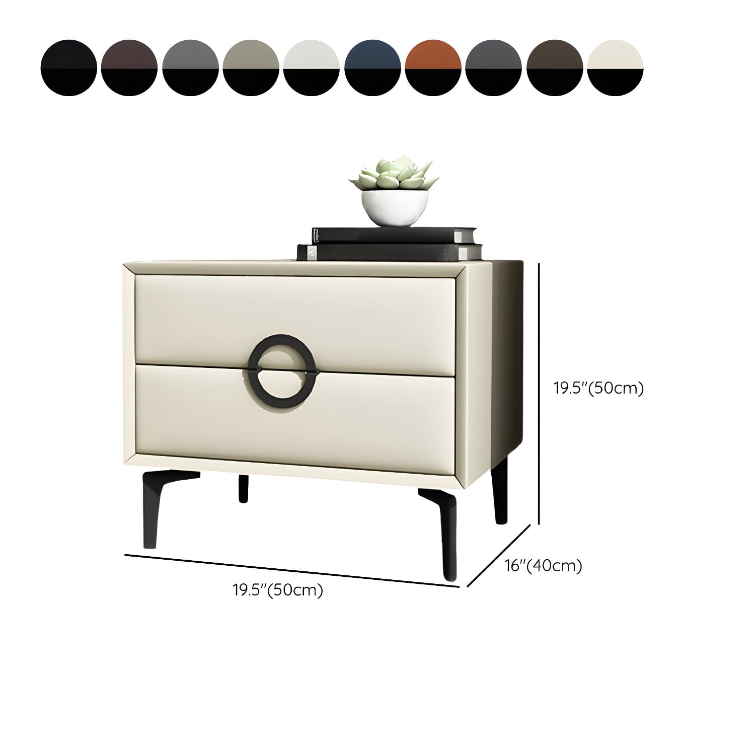 Glam Style Solid Wood Two Drawers Nightstand with Legs for Bedroom thumbnail 28