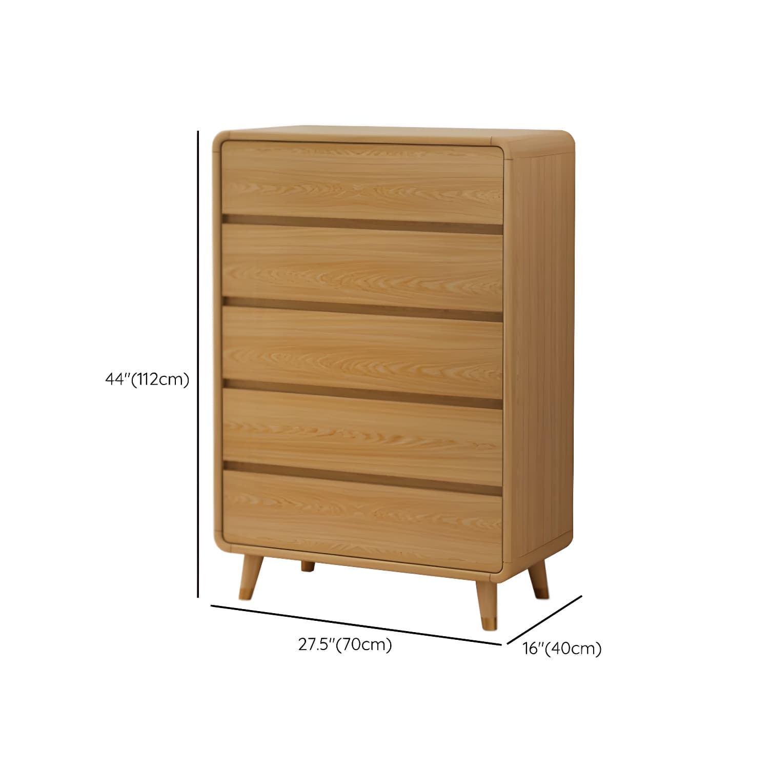 Modern Solid Wood Dresser with Narrow Profile and Drawers in Natural Finish thumbnail 27