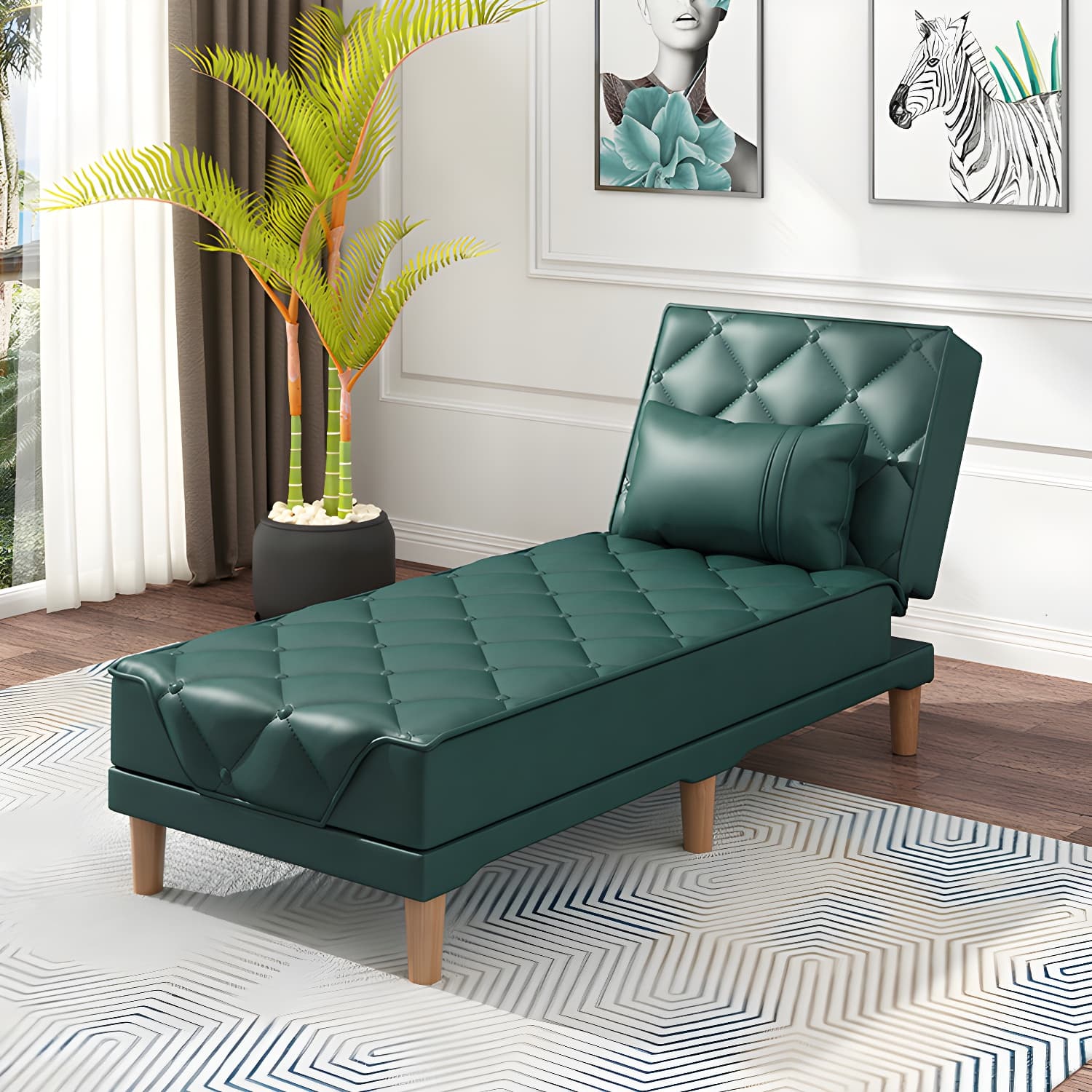 Contemporary Tight Back Convertible Sofa and Chaise with Pillow Top Arm thumbnail 10