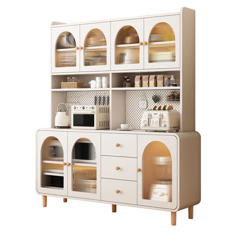 Scandinavian Wood Sideboard Cabinet with Adjustable Shelves and Glass Doors - 40cm Width thumbnail 7