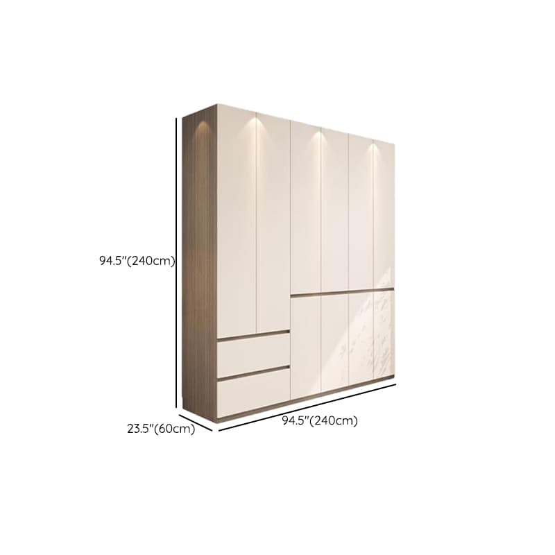Beige Modish Armoire Cabinet in Manufactured Wood with Soft Close Drawer, Soft Close Door, Interior Shelves, and Clothing Rod thumbnail 25