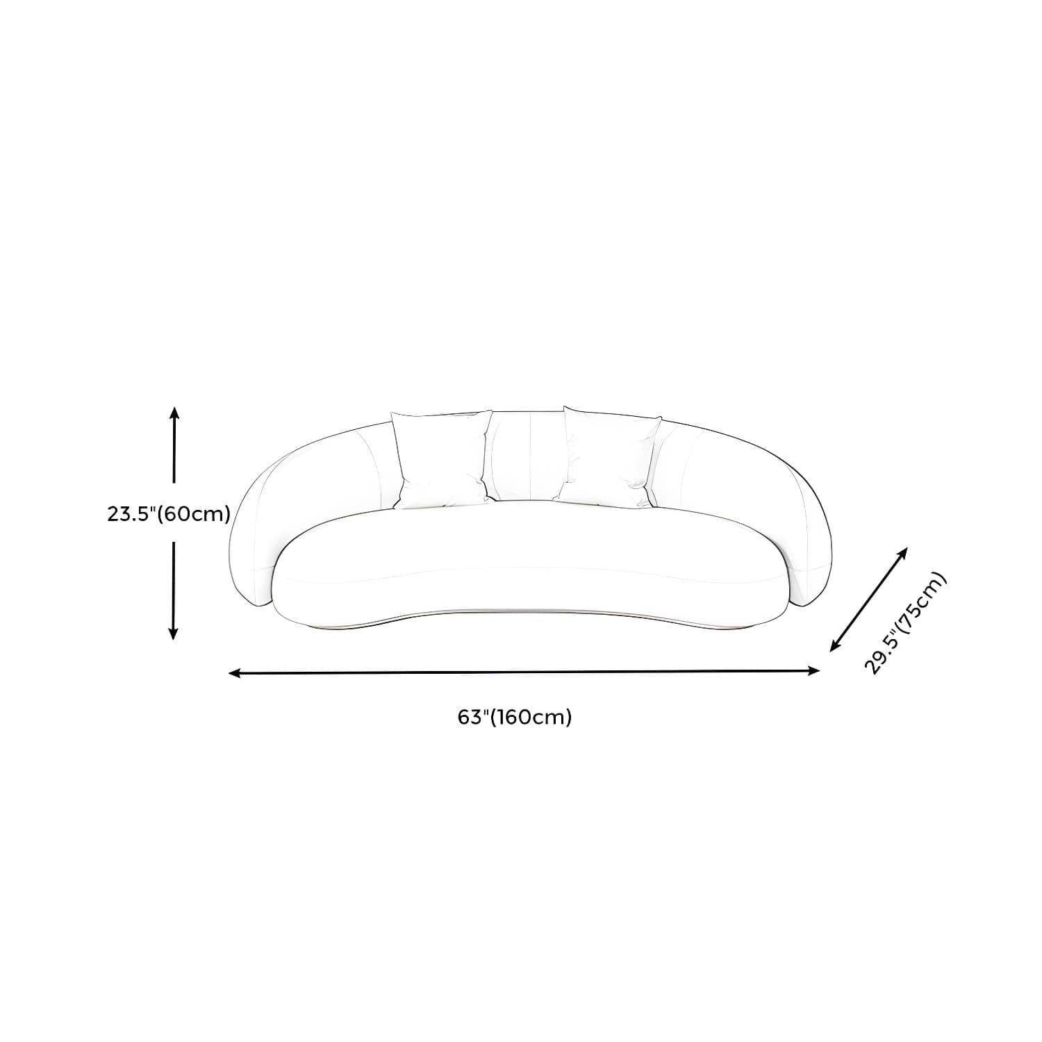 Beige Scandinavian Curved Sofa Tight Back Couch with Tuxedo Arm thumbnail 21