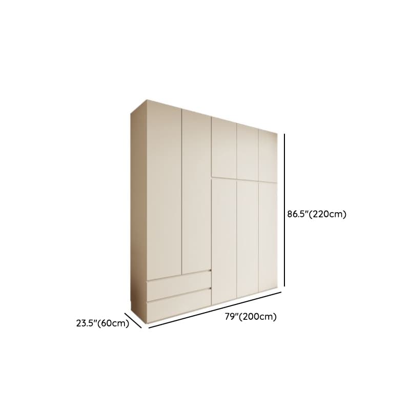 Cream Modern Wood Wardrobe Armoire with Soft Close Drawer and Door, Interior Shelves, and Hanging Rod thumbnail 19