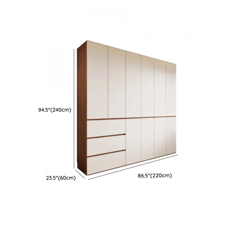 White Minimalist Manufactured Wood Independent Wardrobe Closet with Soft Close Drawer, Soft Close Door, and Interior Shelves thumbnail 21