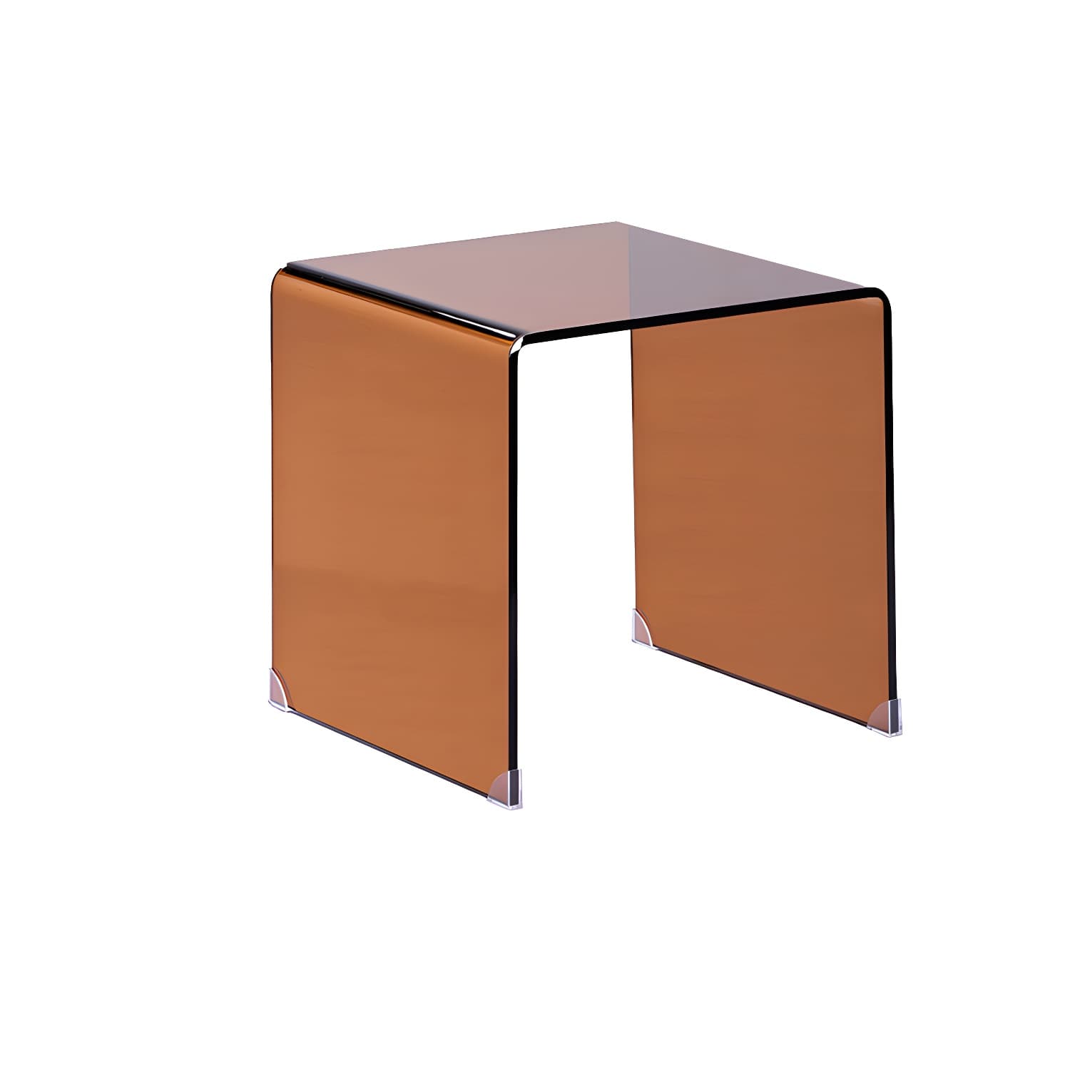 Brown Glass Sled Coffee Table Modern Rectangular 1 Single Cocktail Table thumbnail 5