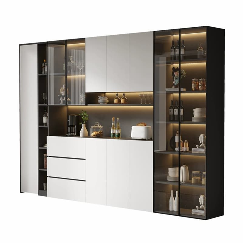 White Modern Buffet Cabinet with Cabinets and Shelves, Full Assembly Needed thumbnail 5
