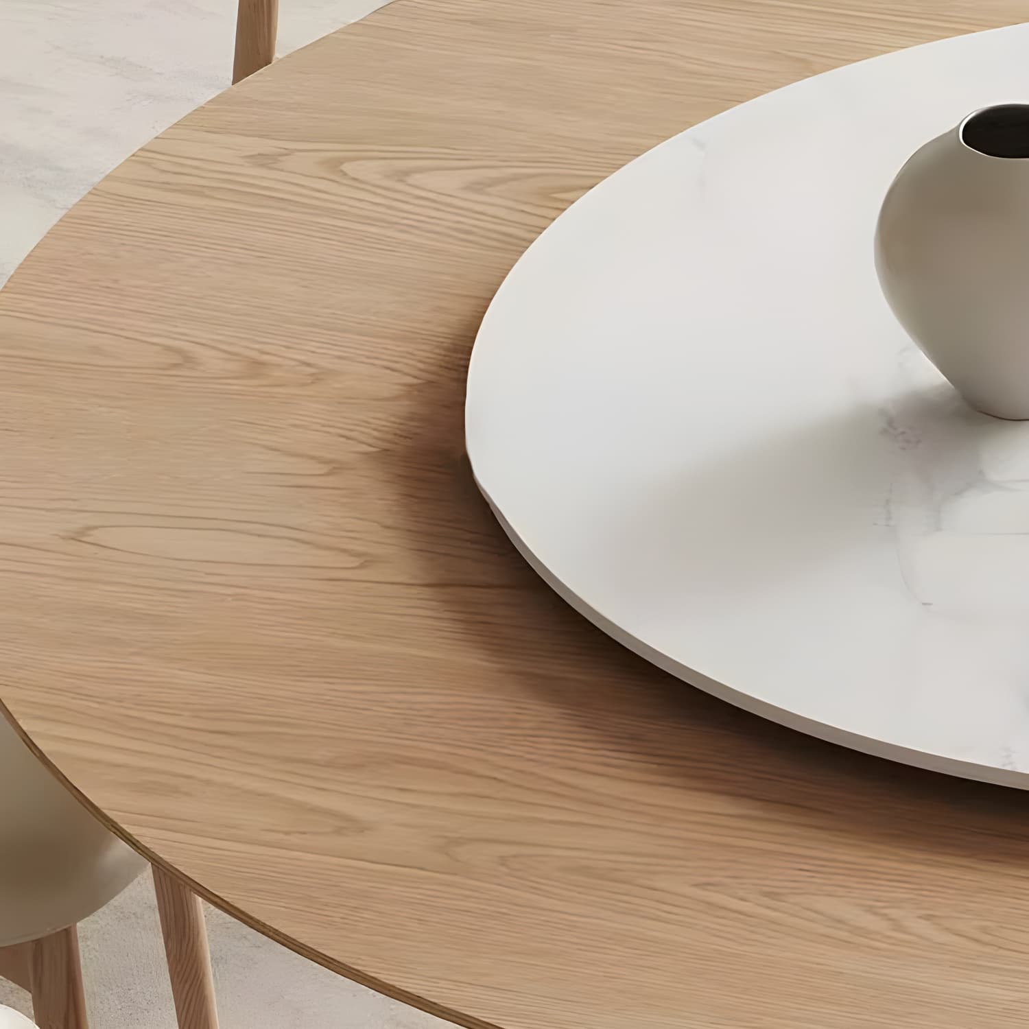 Solid Wood Round Top Dining Table Set with Cushioned Chair for Home thumbnail 7