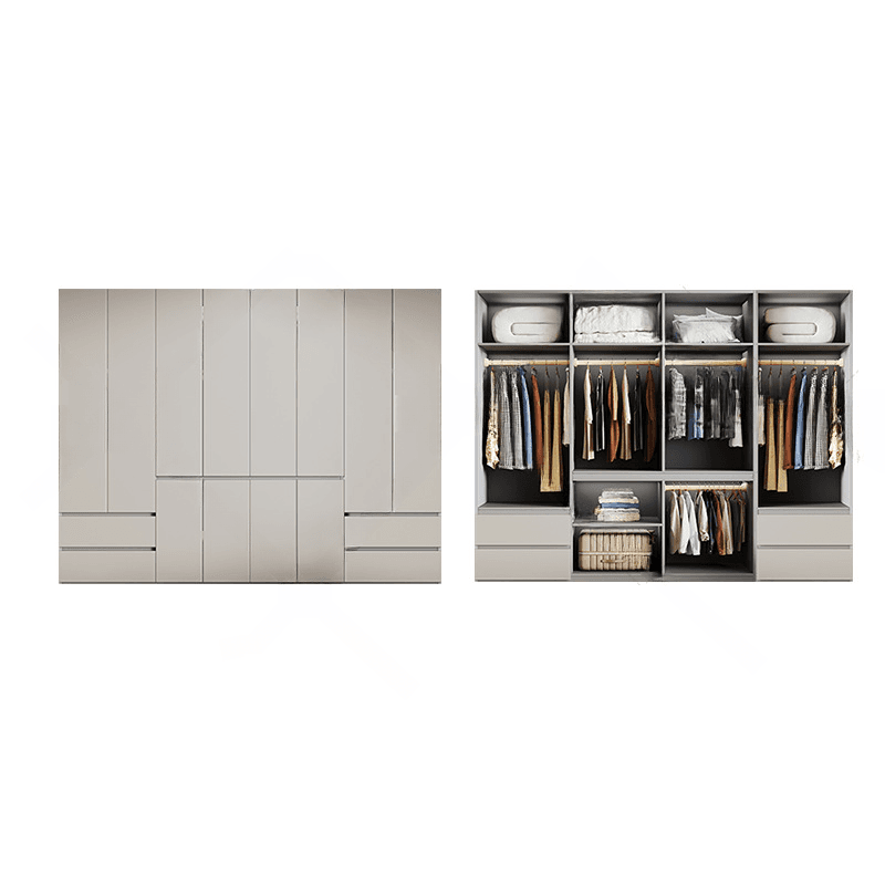 Cream Trendy Reclaimed Wood Wardrobe Armoire with Soft Close Drawer, Soft Close Door, Interior Shelves, and Clothing Rod thumbnail 26