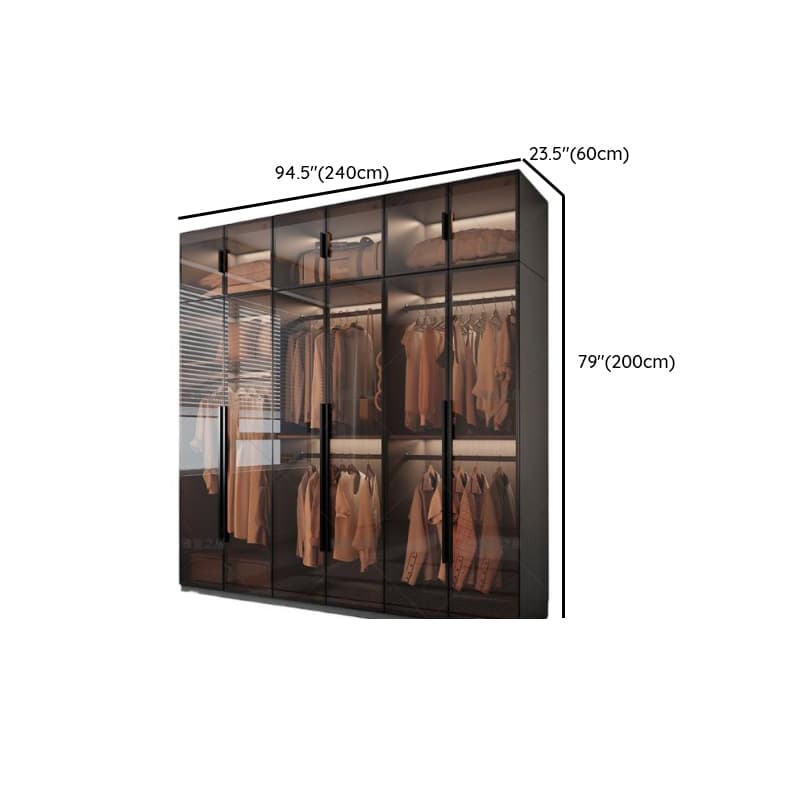 Transparent Simplistic Vitreous Wardrobe Closet with Soft Close Door, Interior Shelves, and Hanging Rod thumbnail 12