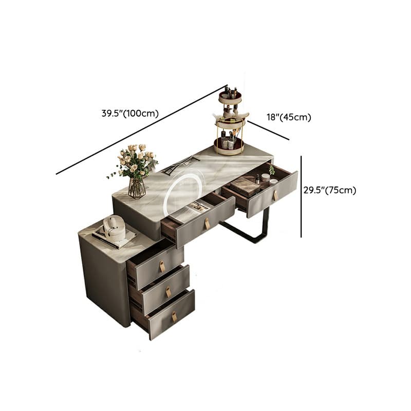 Contemporary 5-Drawer Wood Frame Slate Top Makeup Vanity Desk Table in Gray thumbnail 11
