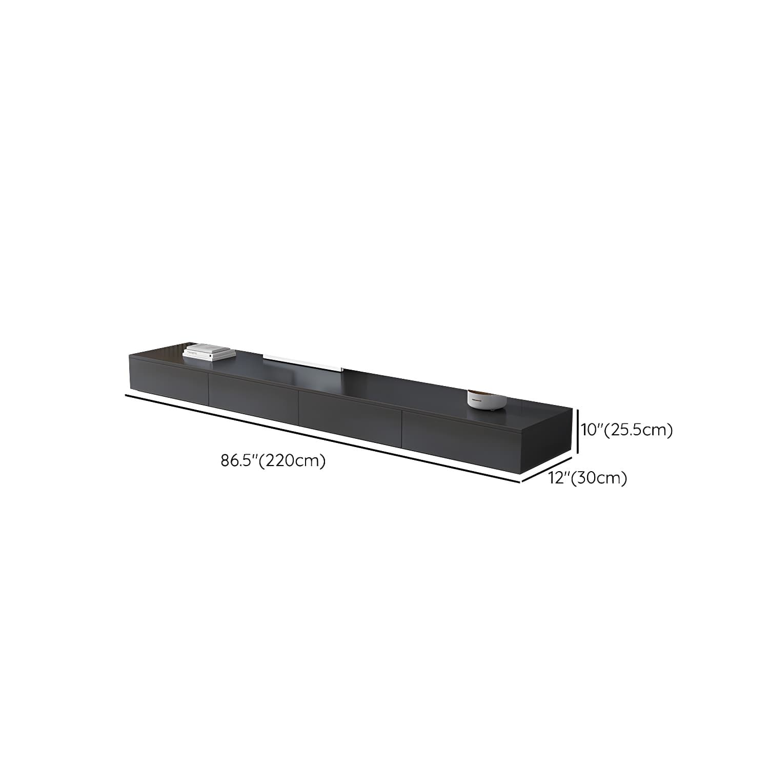 Black Modern TV Stand with Low Height and Drawers for Organized Cable Management & No Open Storage thumbnail 17