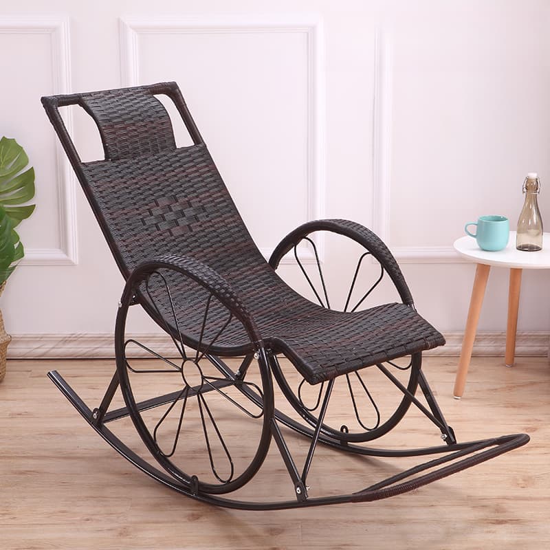 Ergonomic Wicker Front Porch Rocking Chairs with Rear Back, Stationary thumbnail 2