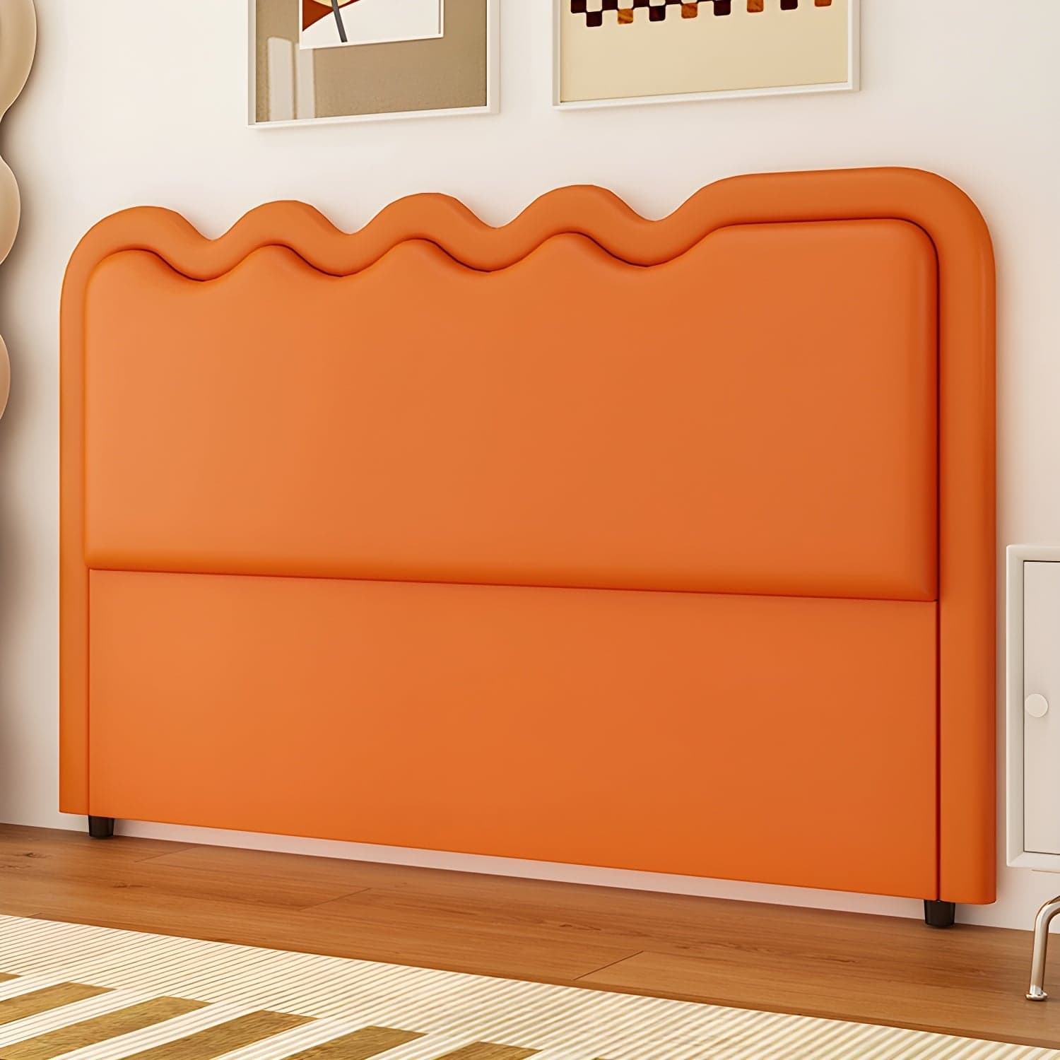 Modern Upholstered Panel Headboard with Leather Upholstery and Rectangular Shape thumbnail 10