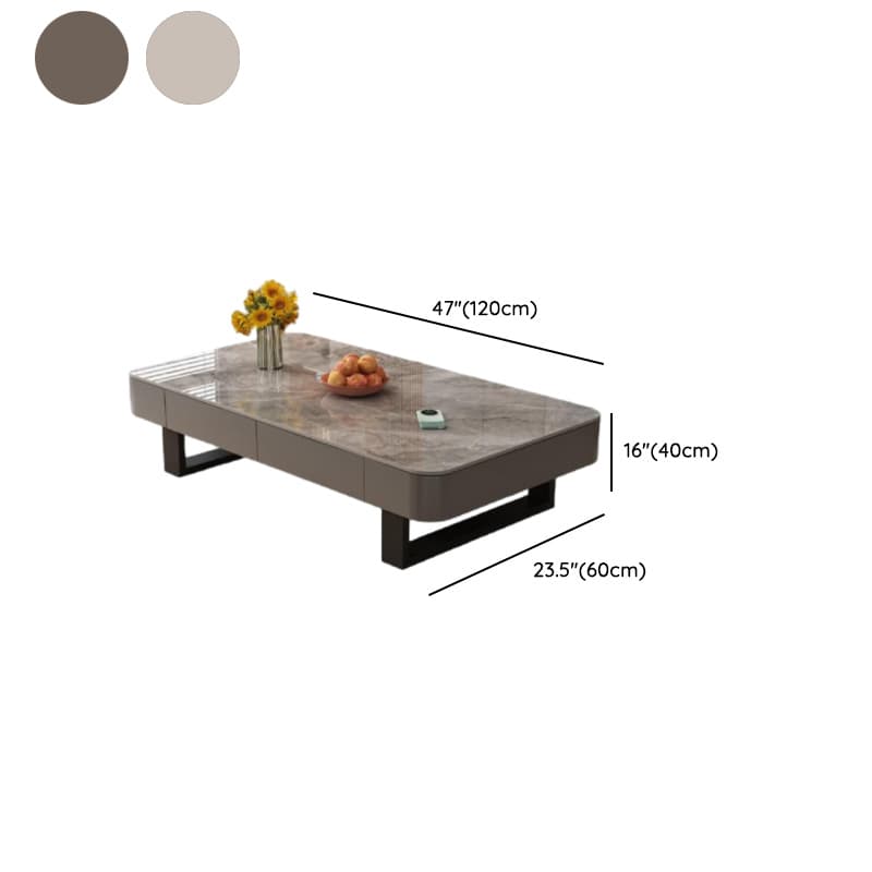 Funky Single Rock Side Table with Toboggan Base, Gray/White Square Top, and 1 Drawer thumbnail 20