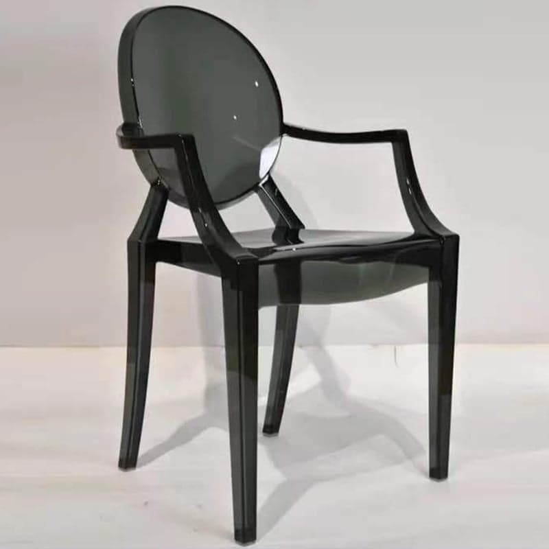 Scandinavian Reliable Arm Chair in Plastic for Dinette with Open Back and Foot Pads thumbnail 6