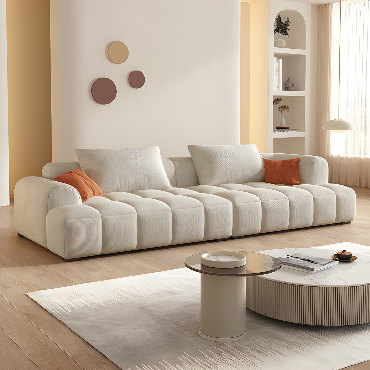 24.8" High Sofa with Tight Back Square Arm Corduroy for Apartment thumbnail 11