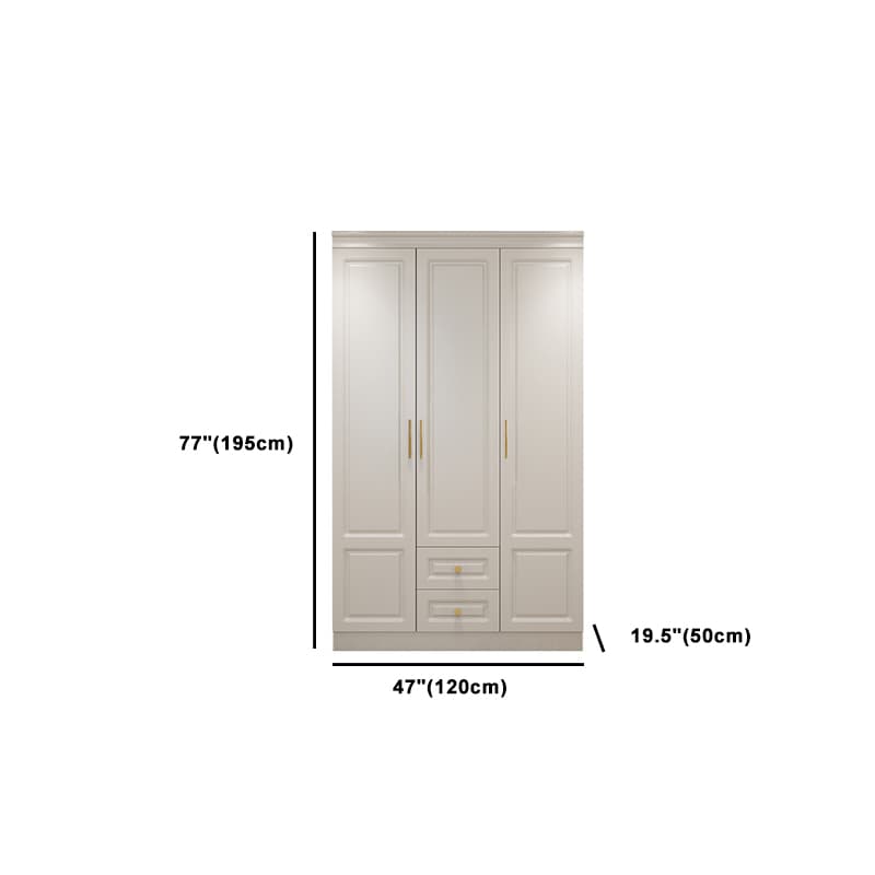 Art Deco Chalk Manufactured Wood Free Standing Interior Shelves Wardrobe with Soft Close Drawer and Hanging Rod thumbnail 14