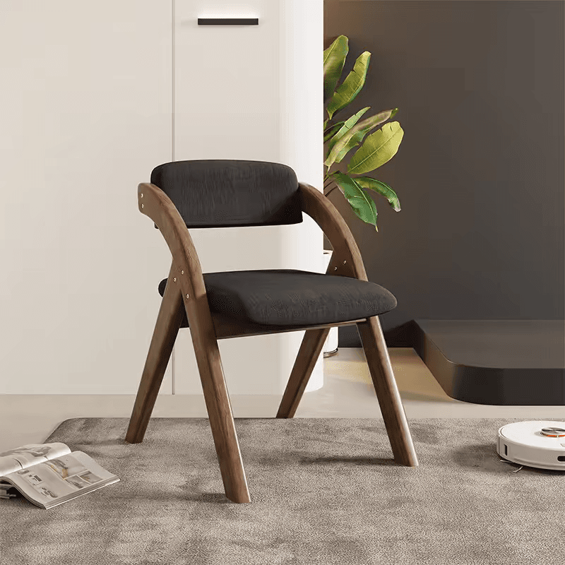 Casual Collapsible Side Chair with Midnight Black/Walnut/Wood Grain Rubberwood Legs and Upholstered Uncovered Back thumbnail 6