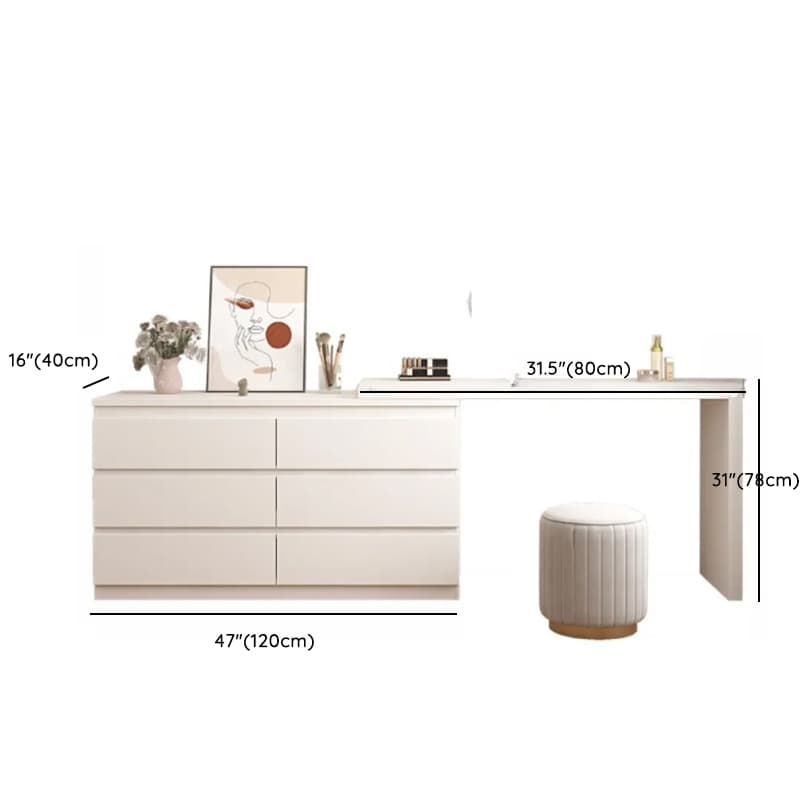 Large Vanity Set with Chalk Seating, 6 Drawers, Lumber Frame, Scalable 2-in-1 Design, and Chair thumbnail 10