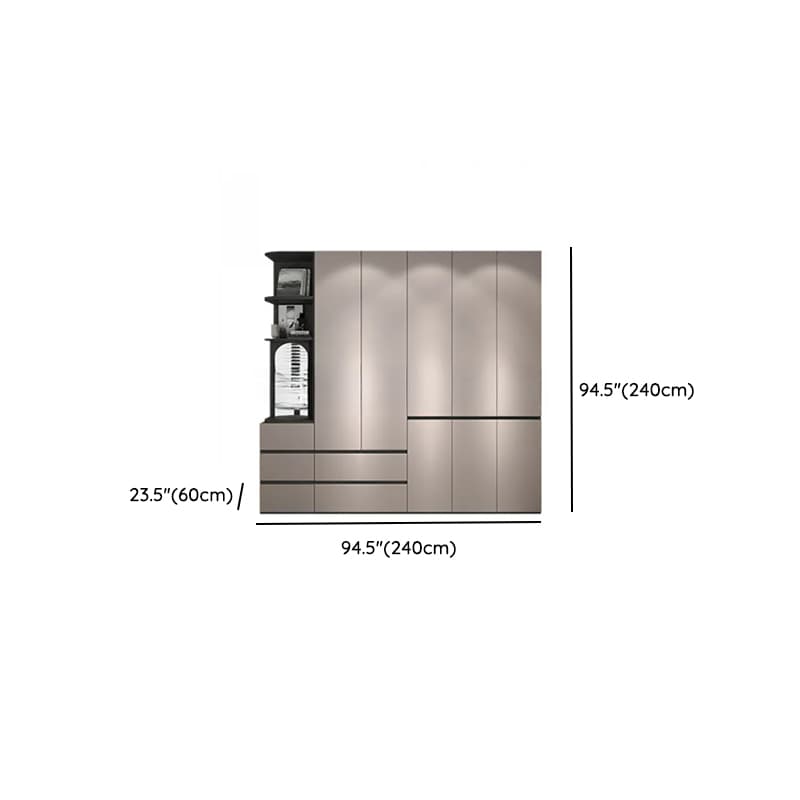 Sand Minimalist Laminate Cabinet Armoire with Soft Close Drawer, Soft Close Door, Interior Shelves, and Clothing Rod thumbnail 21