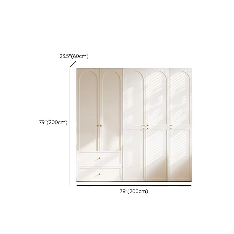 White Minimalist Manufactured Wood Wardrobe Closet with 2 Drawers, Soft Close Door, Interior Shelves, and Clothing Rod thumbnail 10