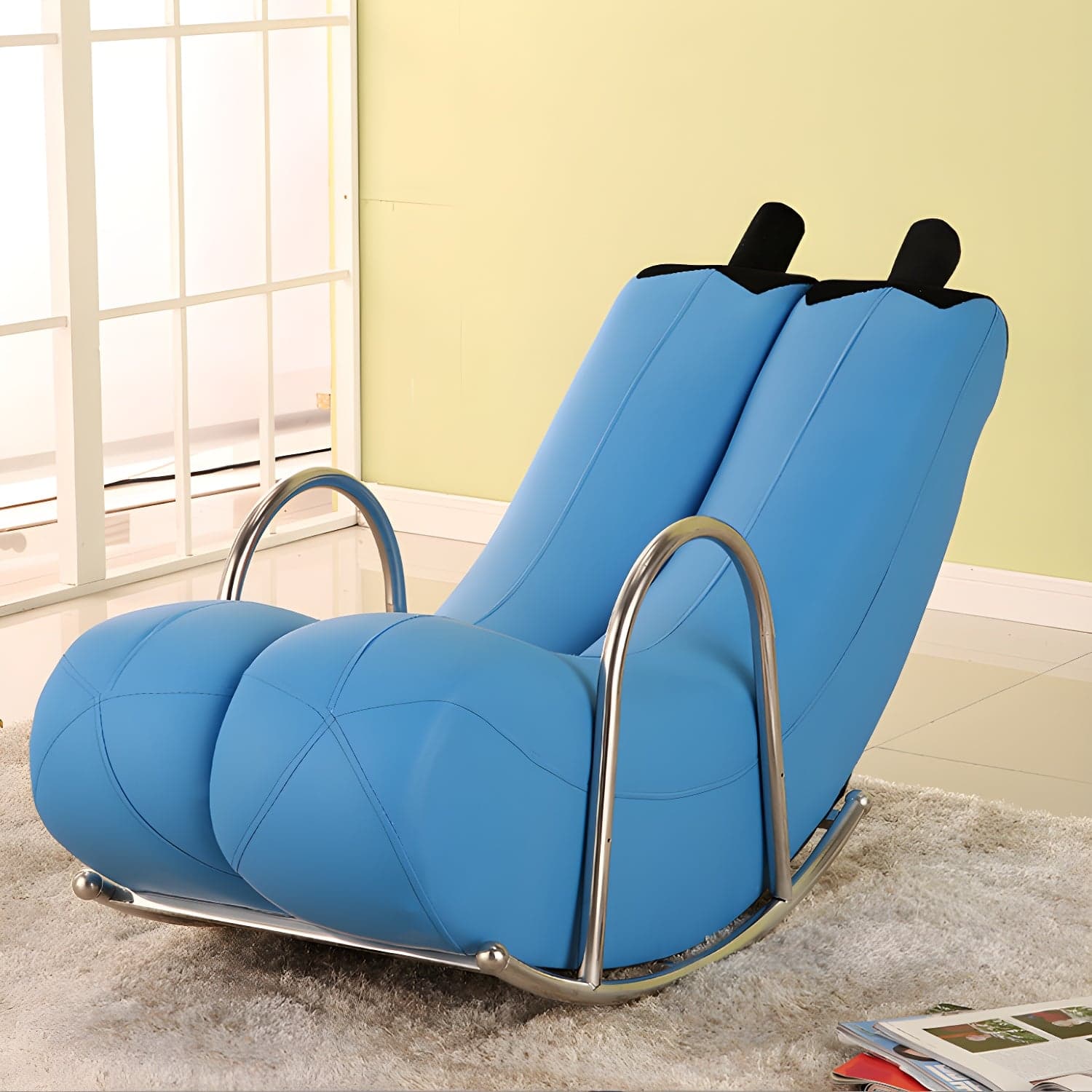 Stylish Silver Upholstered Rocking Chair with Track Arms - Modern Comfort thumbnail 1