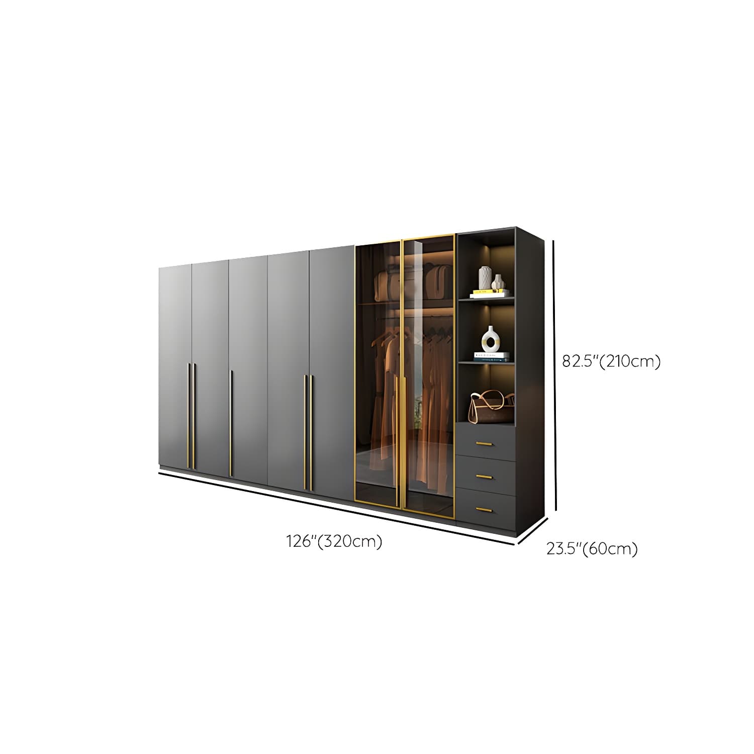 Modern Glass Wardrobe Wardrobe Armoire Wardrobe Cabinet for Home thumbnail 23